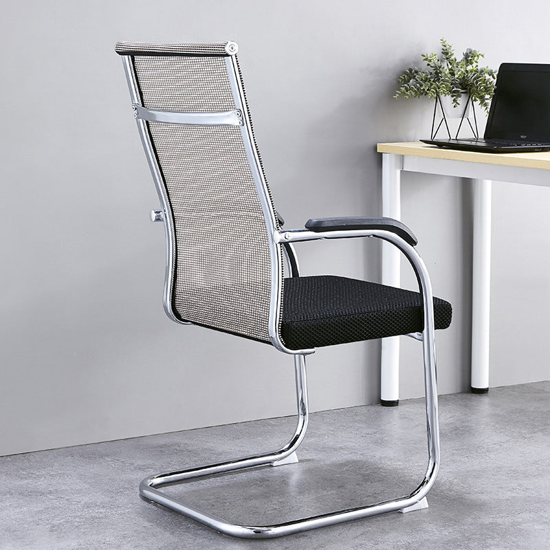Silver Metal Modern Office Chair Mid and High Back Mesh and Leather Conference Chair Clearhalo 'furn' 'furn_office_chair' 'Furniture' 'Office Chairs' 'Office Furniture' 'office_chair' 5419392