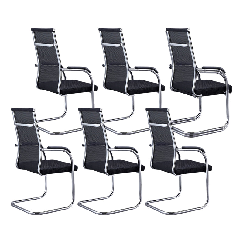 Silver Metal Modern Office Chair Mid and High Back Mesh and Leather Conference Chair Matte Black 6 Piece Set High-Back (Over 22 in.) Clearhalo 'furn' 'furn_office_chair' 'Furniture' 'Office Chairs' 'Office Furniture' 'office_chair' 5419393