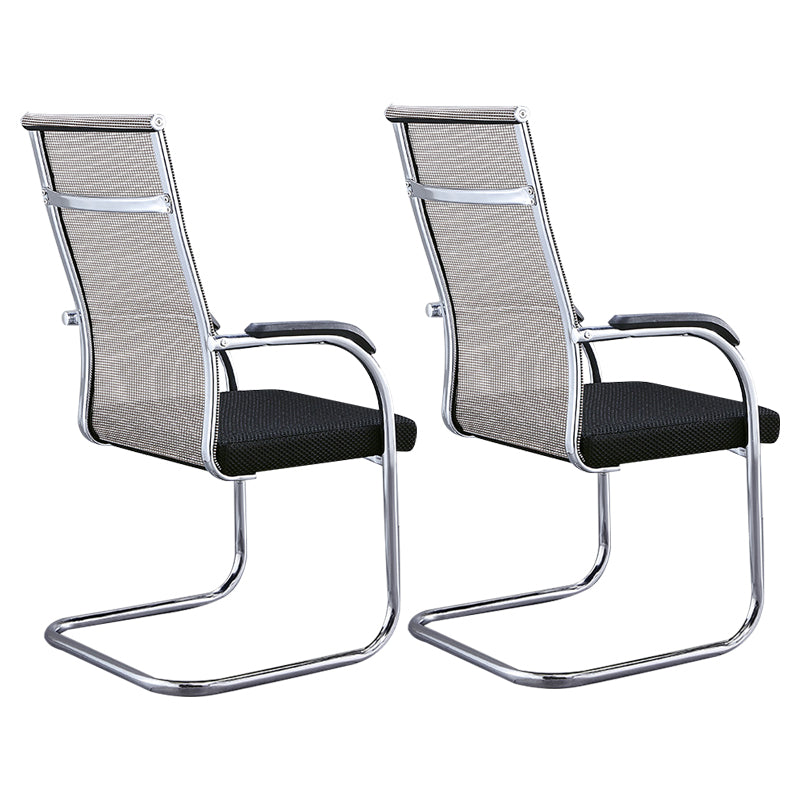 Silver Metal Modern Office Chair Mid and High Back Mesh and Leather Conference Chair Beige 2 Piece Set High-Back (Over 22 in.) Clearhalo 'furn' 'furn_office_chair' 'Furniture' 'Office Chairs' 'Office Furniture' 'office_chair' 5419397