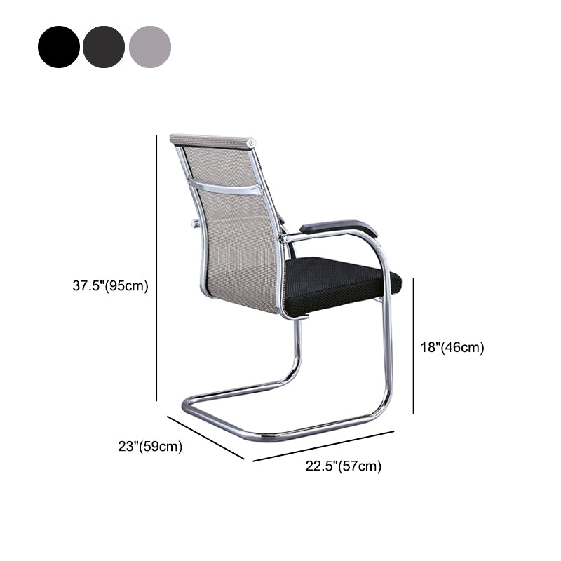 Silver Metal Modern Office Chair Mid and High Back Mesh and Leather Conference Chair Clearhalo 'furn' 'furn_office_chair' 'Furniture' 'Office Chairs' 'Office Furniture' 'office_chair' 5419400