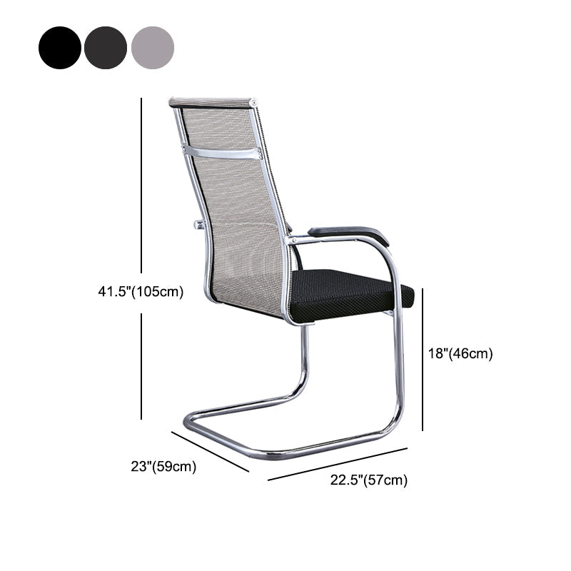 Silver Metal Modern Office Chair Mid and High Back Mesh and Leather Conference Chair Clearhalo 'furn' 'furn_office_chair' 'Furniture' 'Office Chairs' 'Office Furniture' 'office_chair' 5419401