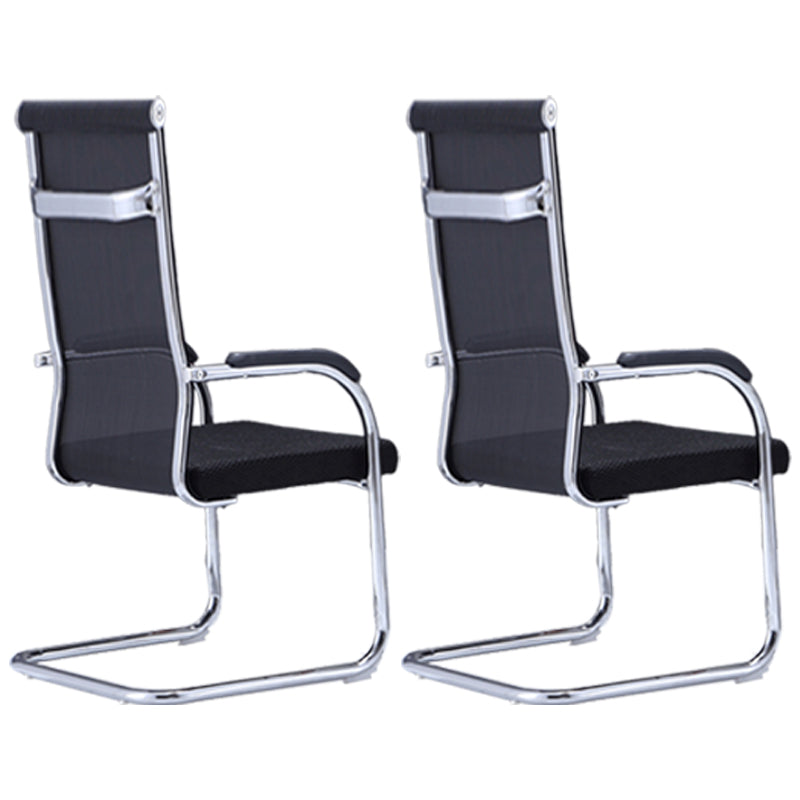 Moderne zwarte en oranje stalen bureaustoel met midden en hoog achterstoel van de thuisbureau