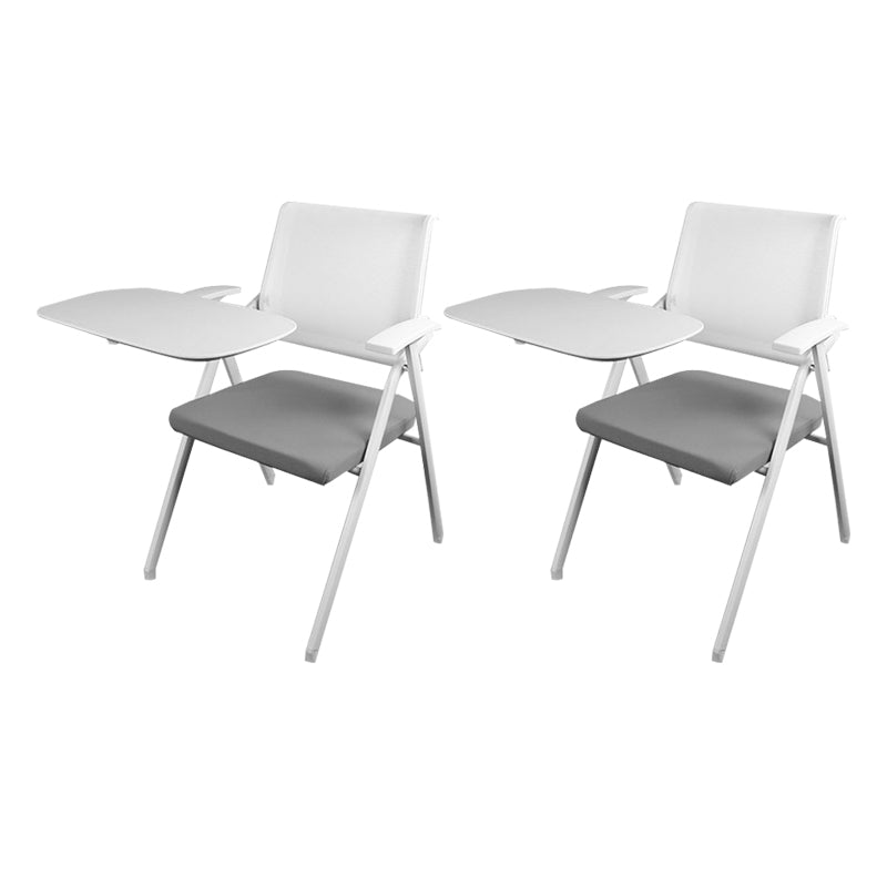 Mid Back Mesh Conference Chair Ergonomic Fixed Arms Office Chair White-Gray Large Writing Pad 2 Piece Set Clearhalo 'furn' 'furn_office_chair' 'Furniture' 'Office Chairs' 'Office Furniture' 'office_chair' 5419641