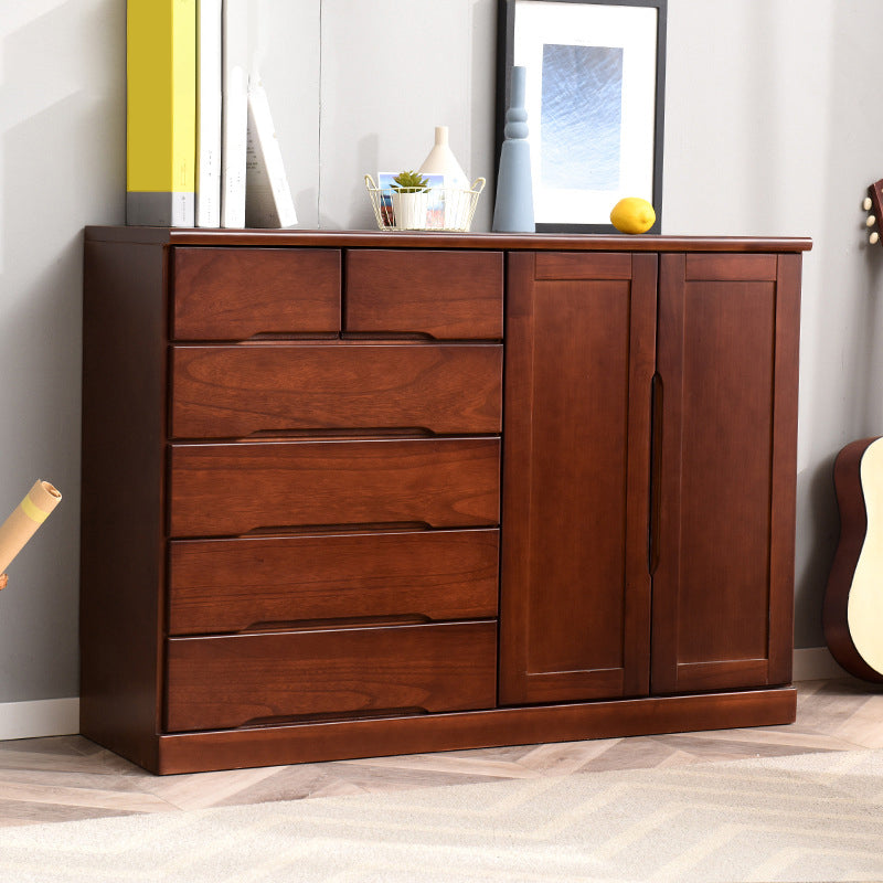 Modern Solid Wood Chest Bedside Storage Chest with Drawers and Doors