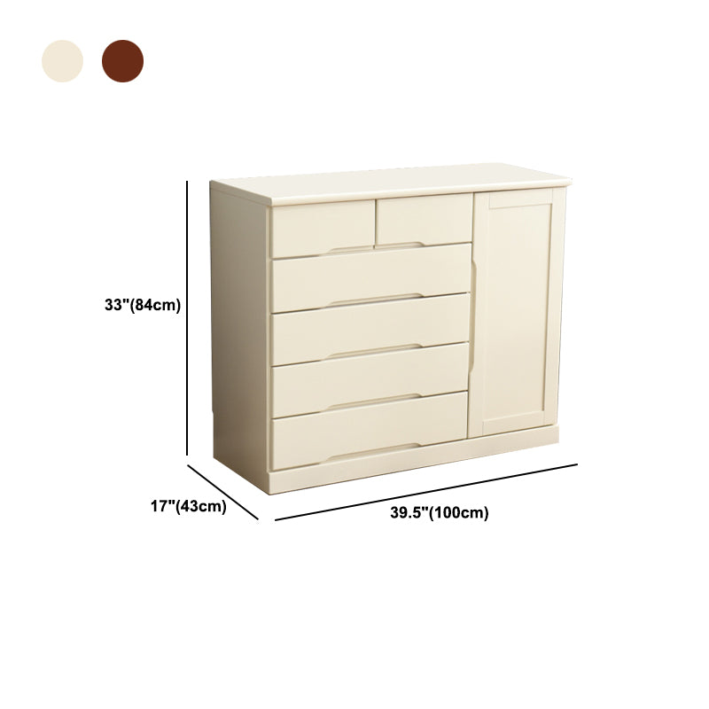 Modern Solid Wood Chest Bedside Storage Chest with Drawers and Doors