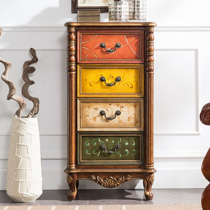 Cassa di lingerie in legno massiccio tradizionale cassa di stoccaggio verticale con 3/4 cassetti