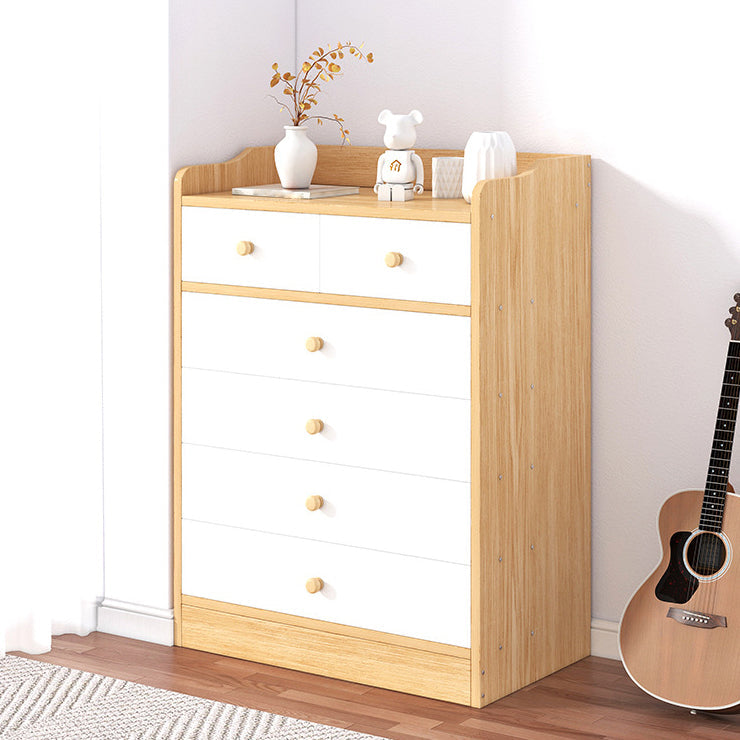 Modern Wooden Chest Bedroom Vertical Storage Chest with 4 / 5 / 6 Drawers 24"L x 13"W x 33"H Natural Clearhalo 'Bedroom Furniture' 'Dressers & Chests' 'dressers_chests' 'furn' 'furn_dressers_chests' 'Furniture' 5420215