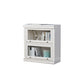 Modern Style Bookcase White Wood Closed Back Bookshelf with Door for Home Office
