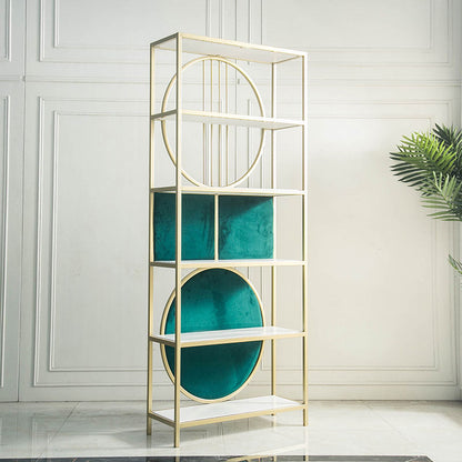 Modern Style Bookcase Gold Metal Open Back Etagere Bookshelf for Home Office