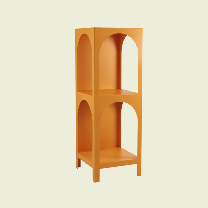 Closed Metal Bookshelf Modern Minimalist Home Living Room Corner Bookcase 15.7"L x 13.8"W x 45.3"H Orange Clearhalo 'Bookcases' 'furn' 'furn_bookcases' 'Furniture' 'Office Furniture' 5420462