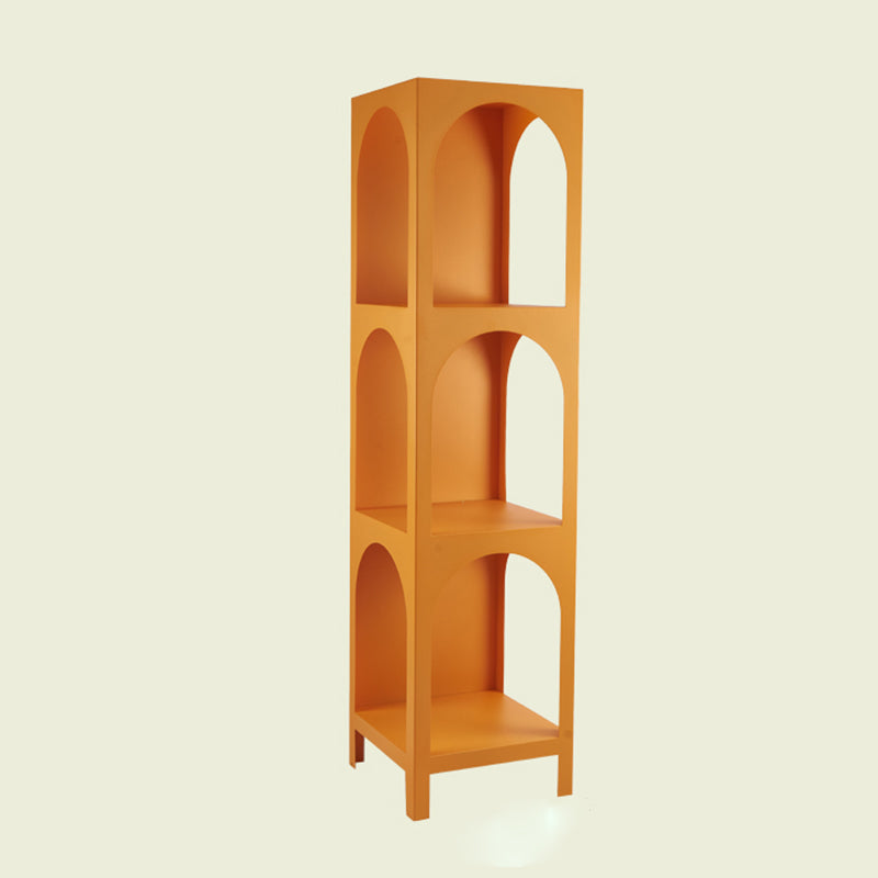 Closed Metal Bookshelf Modern Minimalist Home Living Room Corner Bookcase 16"L x 14"W x 63"H Orange Clearhalo 'Bookcases' 'furn' 'furn_bookcases' 'Furniture' 'Office Furniture' 5420464