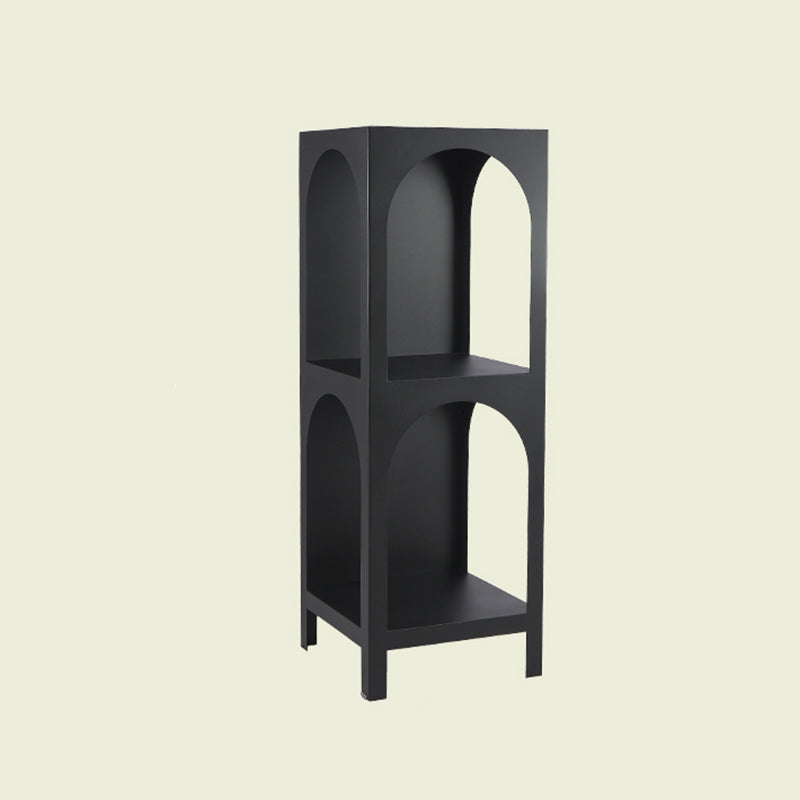 Closed Metal Bookshelf Modern Minimalist Home Living Room Corner Bookcase 15.7"L x 13.8"W x 45.3"H Black Clearhalo 'Bookcases' 'furn' 'furn_bookcases' 'Furniture' 'Office Furniture' 5420475