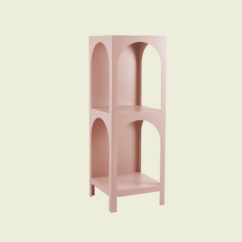Closed Metal Bookshelf Modern Minimalist Home Living Room Corner Bookcase 15.7"L x 13.8"W x 45.3"H Pink Clearhalo 'Bookcases' 'furn' 'furn_bookcases' 'Furniture' 'Office Furniture' 5420487