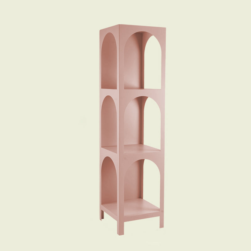 Closed Metal Bookshelf Modern Minimalist Home Living Room Corner Bookcase 16"L x 14"W x 63"H Pink Clearhalo 'Bookcases' 'furn' 'furn_bookcases' 'Furniture' 'Office Furniture' 5420489