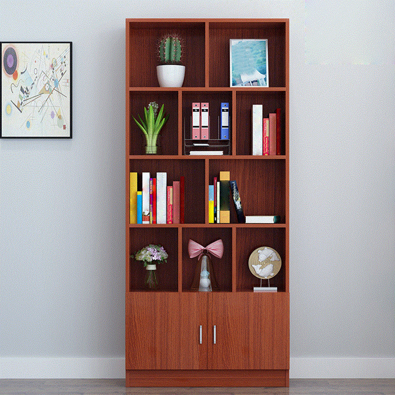 Bibliothèque standard de librairie moderne à l'arrière fermé en bois moderne avec porte