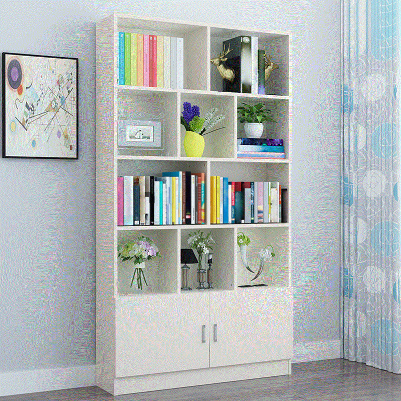 Bibliothèque standard de librairie moderne à l'arrière fermé en bois moderne avec porte