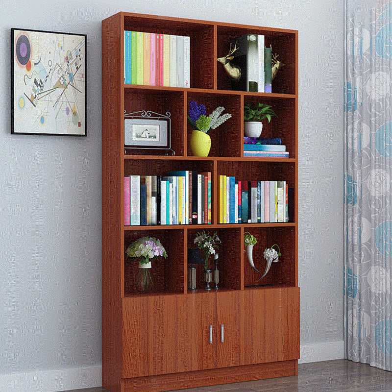 Bibliothèque standard de librairie moderne à l'arrière fermé en bois moderne avec porte