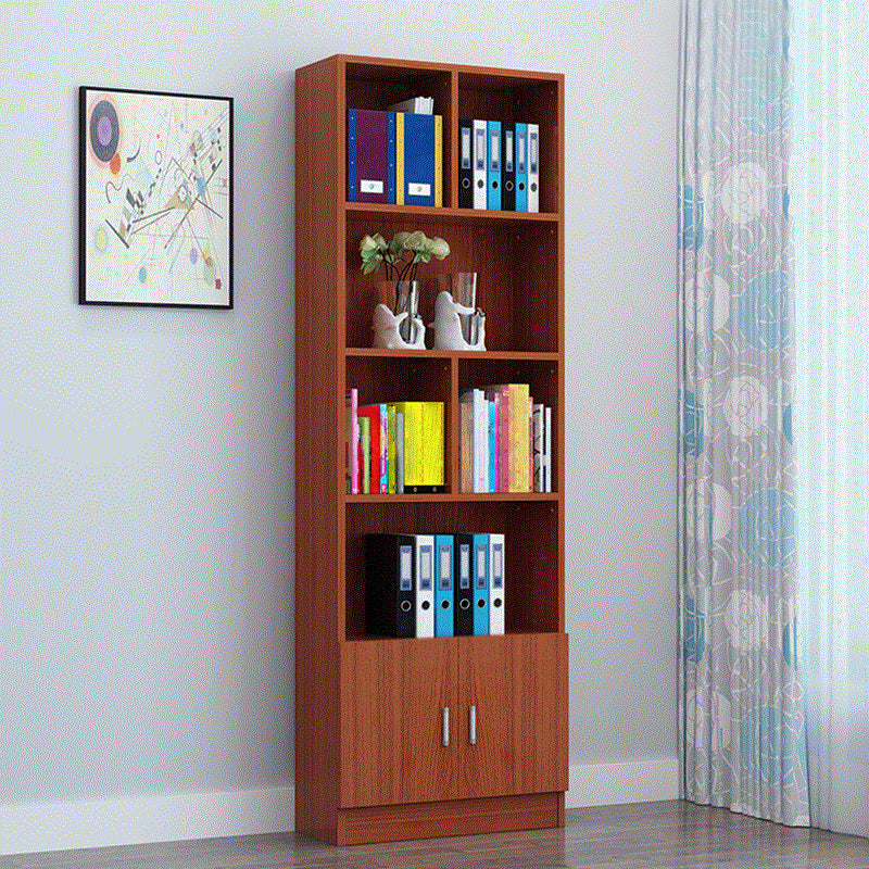 Bibliothèque standard de librairie moderne à l'arrière fermé en bois moderne avec porte