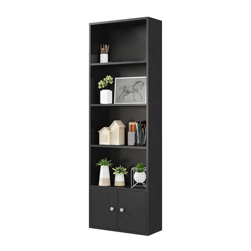 Closed Wooden Bookshelf Modern Home Living Room Standard Bookcase with Door 23.6"L x 9.4"W x 70.9"H Black Clearhalo 'Bookcases' 'furn' 'furn_bookcases' 'Furniture' 'Office Furniture' 5420611