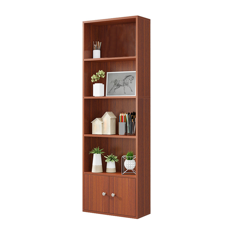 Closed Wooden Bookshelf Modern Home Living Room Standard Bookcase with Door 23.6"L x 9.4"W x 70.9"H Walnut Clearhalo 'Bookcases' 'furn' 'furn_bookcases' 'Furniture' 'Office Furniture' 5420617