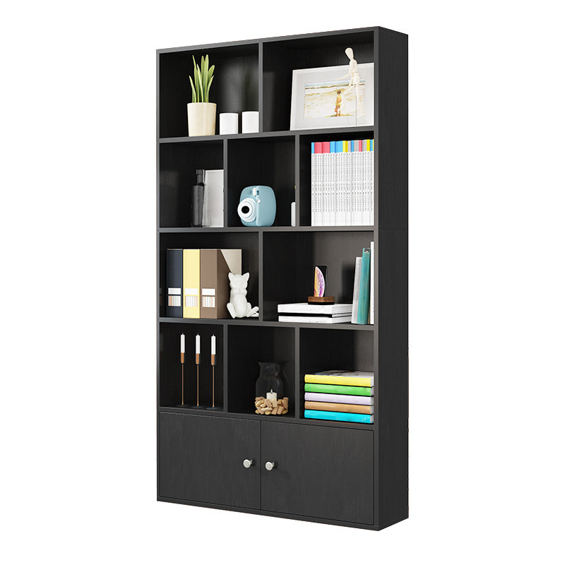 Closed Wooden Bookshelf Modern Home Living Room Standard Bookcase with Door 39.4"L x 9.4"W x 70.9"H Black Clearhalo 'Bookcases' 'furn' 'furn_bookcases' 'Furniture' 'Office Furniture' 5420619