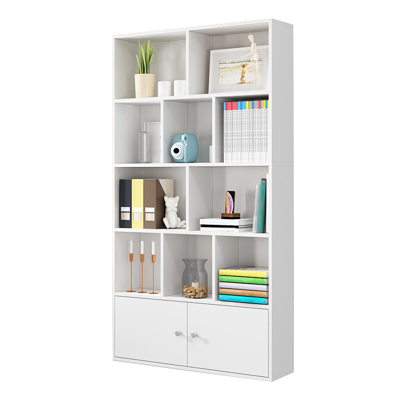 Closed Wooden Bookshelf Modern Home Living Room Standard Bookcase with Door 39.4"L x 9.4"W x 70.9"H White Clearhalo 'Bookcases' 'furn' 'furn_bookcases' 'Furniture' 'Office Furniture' 5420621