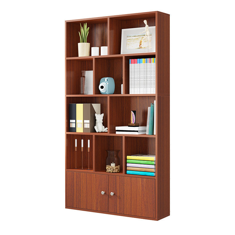 Closed Wooden Bookshelf Modern Home Living Room Standard Bookcase with Door 39.4"L x 9.4"W x 70.9"H Walnut Clearhalo 'Bookcases' 'furn' 'furn_bookcases' 'Furniture' 'Office Furniture' 5420625