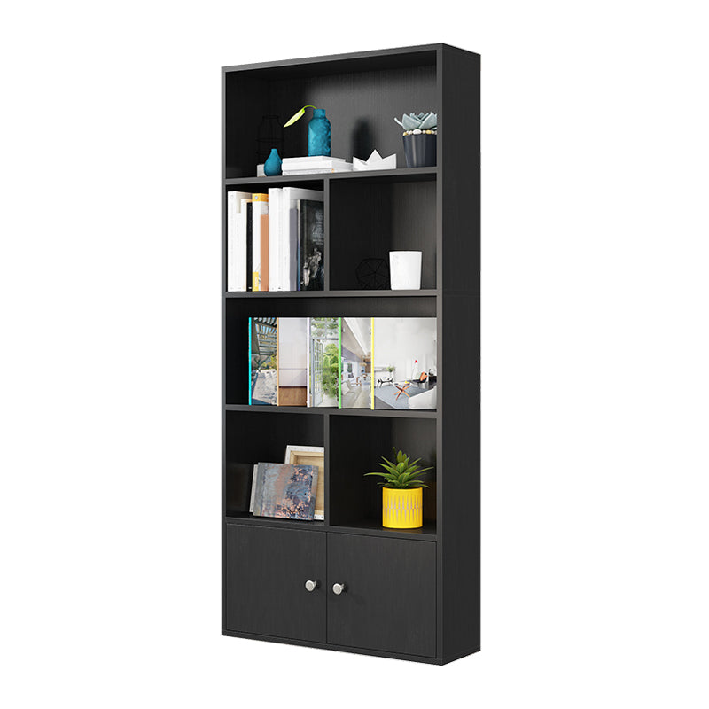 Closed Wooden Bookshelf Modern Home Living Room Standard Bookcase with Door 31.5"L x 9.4"W x 70.9"H Black Clearhalo 'Bookcases' 'furn' 'furn_bookcases' 'Furniture' 'Office Furniture' 5420627