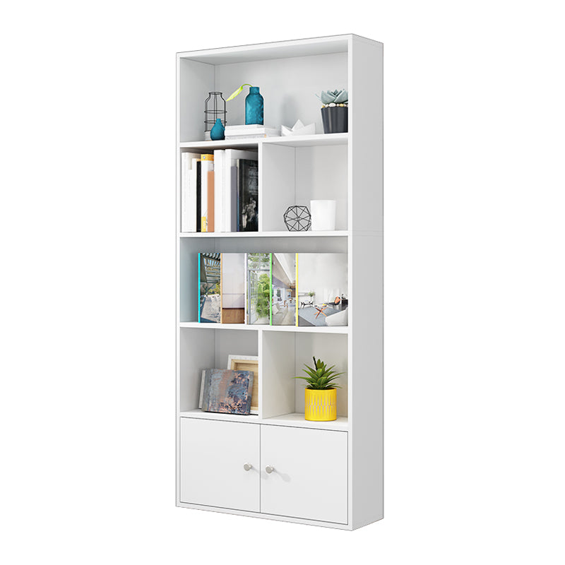 Closed Wooden Bookshelf Modern Home Living Room Standard Bookcase with Door 31.5"L x 9.4"W x 70.9"H White Clearhalo 'Bookcases' 'furn' 'furn_bookcases' 'Furniture' 'Office Furniture' 5420628