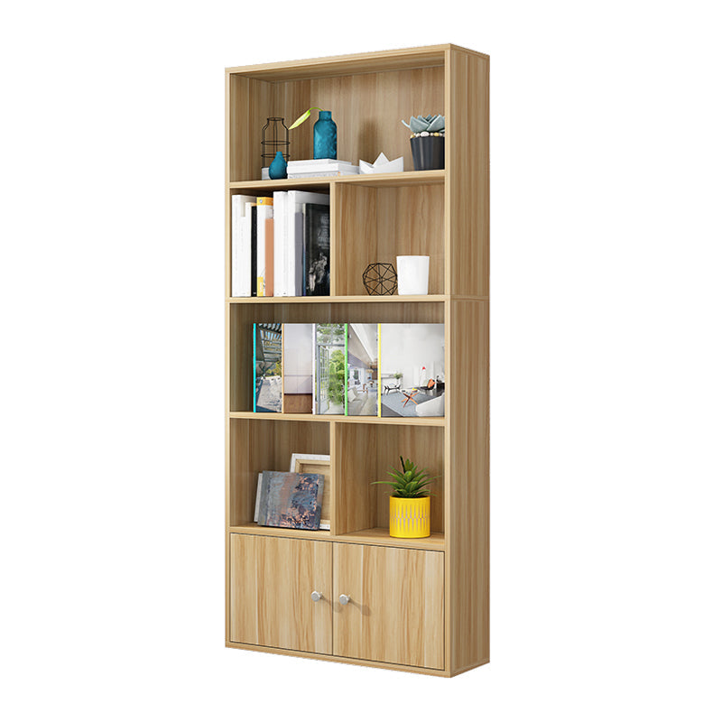 Closed Wooden Bookshelf Modern Home Living Room Standard Bookcase with Door 31.5"L x 9.4"W x 70.9"H Light Wood Clearhalo 'Bookcases' 'furn' 'furn_bookcases' 'Furniture' 'Office Furniture' 5420629