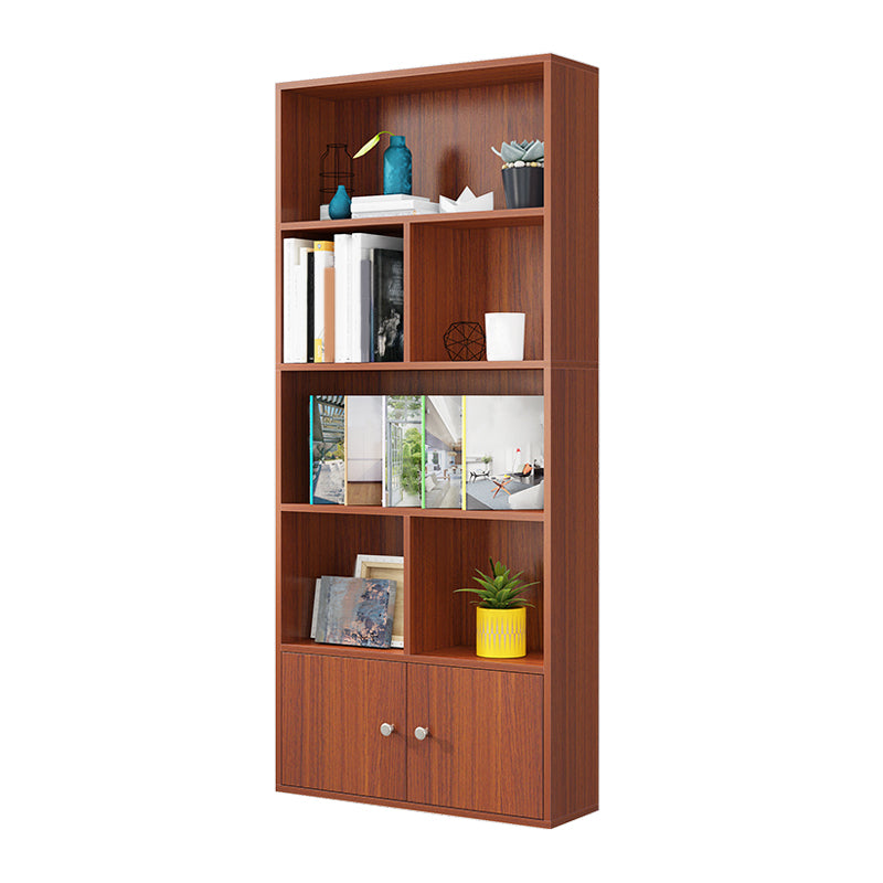 Closed Wooden Bookshelf Modern Home Living Room Standard Bookcase with Door 31.5"L x 9.4"W x 70.9"H Walnut Clearhalo 'Bookcases' 'furn' 'furn_bookcases' 'Furniture' 'Office Furniture' 5420630