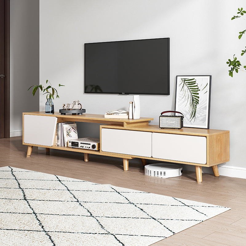 Engineered Wood TV Stand Console with Cabinet 2-Drawer TV Media Stand 47"L x 12"W x 17"H Khaki-White Clearhalo 'furn' 'furn_tv_stands_entertainment_centers' 'Furniture' 'Living Room Furniture' 'TV Stands & Entertainment Centers' 'TV Stands & Media Storage Furniture' 'tv_stands_entertainment_centers' 5420771