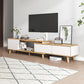Engineered Wood TV Stand Console with Cabinet 2-Drawer TV Media Stand 47"L x 12"W x 17"H Natural Wood White Clearhalo 'furn' 'furn_tv_stands_entertainment_centers' 'Furniture' 'Living Room Furniture' 'TV Stands & Entertainment Centers' 'TV Stands & Media Storage Furniture' 'tv_stands_entertainment_centers' 5420781