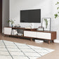 Engineered Wood TV Stand Console with Cabinet 2-Drawer TV Media Stand 55"L x 12"W x 17"H White-Brown Clearhalo 'furn' 'furn_tv_stands_entertainment_centers' 'Furniture' 'Living Room Furniture' 'TV Stands & Entertainment Centers' 'TV Stands & Media Storage Furniture' 'tv_stands_entertainment_centers' 5420784