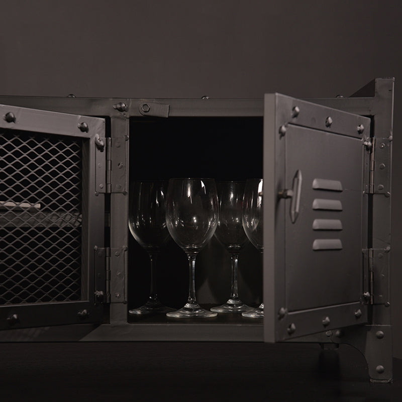 17.72"H TV Stand Enclosed Storage Industrial Style TV Console with 4 Doors Clearhalo 'furn' 'furn_tv_stands_entertainment_centers' 'Furniture' 'Living Room Furniture' 'TV Stands & Entertainment Centers' 'TV Stands & Media Storage Furniture' 'tv_stands_entertainment_centers' 5420789