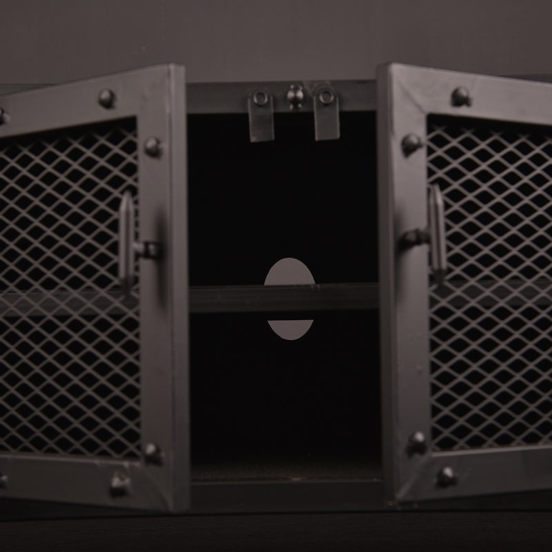 17.72"H TV Stand Enclosed Storage Industrial Style TV Console with 4 Doors Clearhalo 'furn' 'furn_tv_stands_entertainment_centers' 'Furniture' 'Living Room Furniture' 'TV Stands & Entertainment Centers' 'TV Stands & Media Storage Furniture' 'tv_stands_entertainment_centers' 5420790