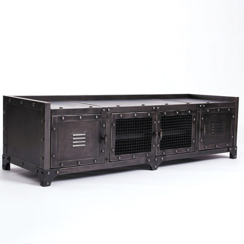 17.72"H TV Stand Enclosed Storage Industrial Style TV Console with 4 Doors 87"L x 16"W x 18"H Clearhalo 'furn' 'furn_tv_stands_entertainment_centers' 'Furniture' 'Living Room Furniture' 'TV Stands & Entertainment Centers' 'TV Stands & Media Storage Furniture' 'tv_stands_entertainment_centers' 5420791