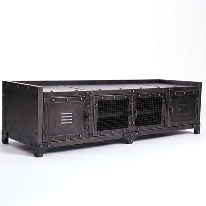 17.72"H TV Stand Enclosed Storage Industrial Style TV Console with 4 Doors 87"L x 16"W x 18"H Clearhalo 'furn' 'furn_tv_stands_entertainment_centers' 'Furniture' 'Living Room Furniture' 'TV Stands & Entertainment Centers' 'TV Stands & Media Storage Furniture' 'tv_stands_entertainment_centers' 5420791