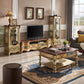 Mueble para TV de estilo tradicional, mueble para TV de madera de abedul con 6 cajones