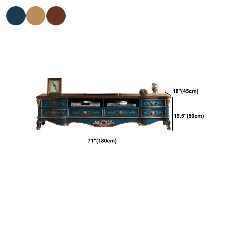 Mueble para TV de estilo tradicional, mueble para TV de madera de abedul con 6 cajones