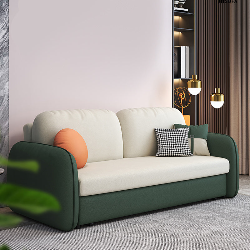 Faux Leather Stain Resistant Contemporary Bed Sofa Couch in Green/white