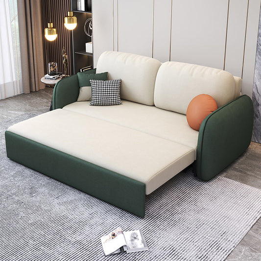 Faux Leather Stain Resistant Contemporary Bed Sofa Couch in Green/white