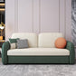 Faux Leather Stain Resistant Contemporary Bed Sofa Couch in Green/white