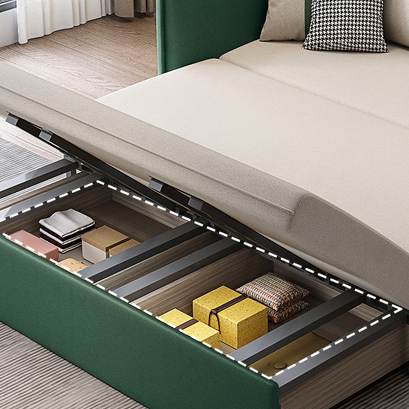 Contemporary Square Arm Faux Leather Stain Resistant Bed Sofa Couch Clearhalo 'furn' 'furn_sofas' 'Furniture' 'Living Room Furniture' 'Sofa' 'sofas' 5421072