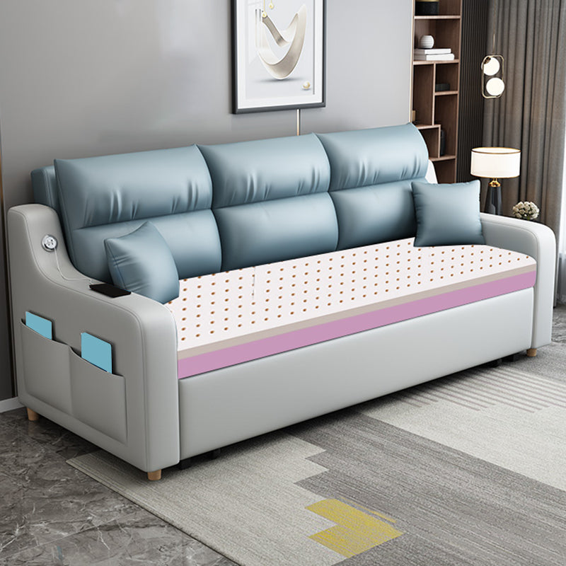 Eigentijdse vlekbestendige bank bed faux lederen bank bed in blauw