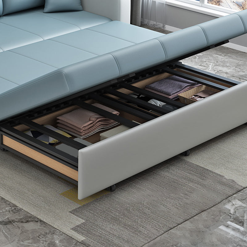 Eigentijdse vlekbestendige bank bed faux lederen bank bed in blauw