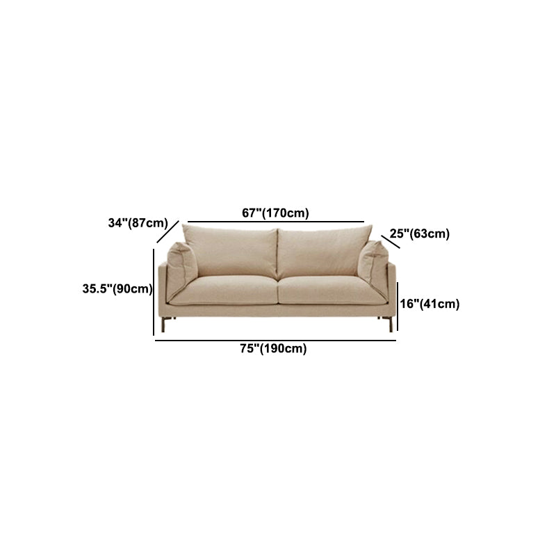 2つの枕を備えたモダンなソファ標準枕トップアームファブリックソファ