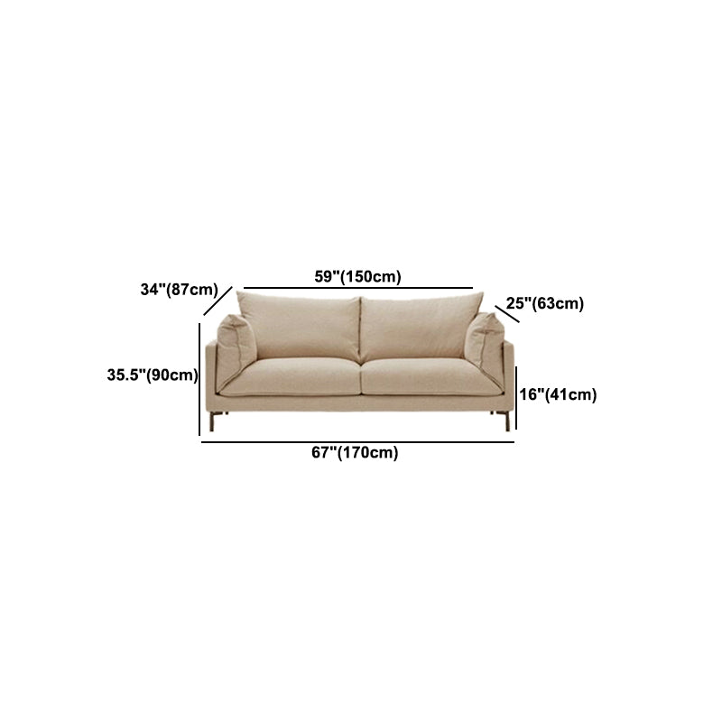 2つの枕を備えたモダンなソファ標準枕トップアームファブリックソファ