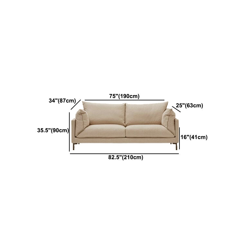 2つの枕を備えたモダンなソファ標準枕トップアームファブリックソファ