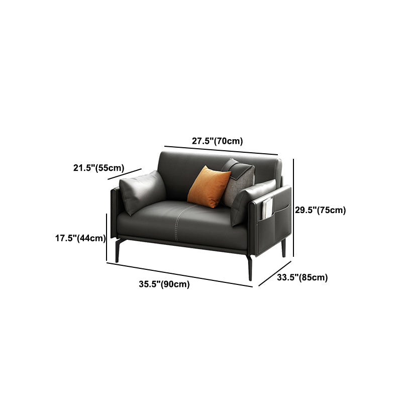 Faux Leather Sofa 33.46 " D x 30.70" H Square Arm  Sofa for Living Room